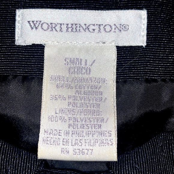 Worthington size S black Vintage button up 3/4 sleeve A-line dress coat jacket - Picture 16 of 16
